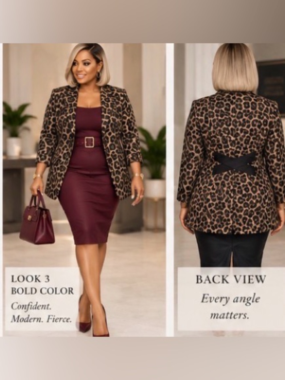 Cabi Leopard Print Blazer Jacket - Brown/Black